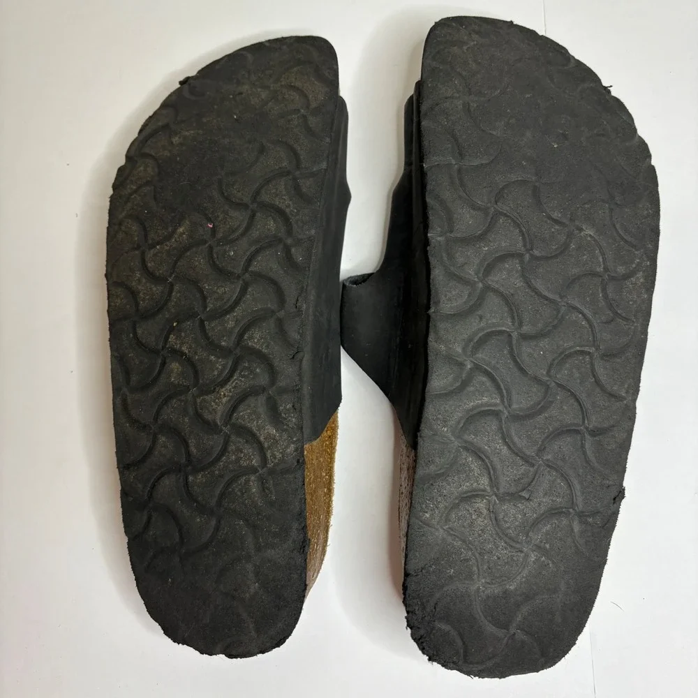 Birkenstocks Betula Black Leather Triple Strap Sandals Women's Size 39 5.5‎
